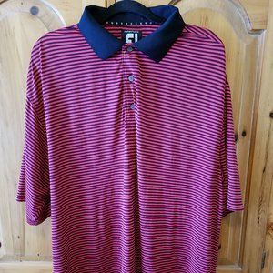 Footjoy FJ Men Polo Shirt Red Black XL Prodry Lisle Breton Stripe Athletic Golf
